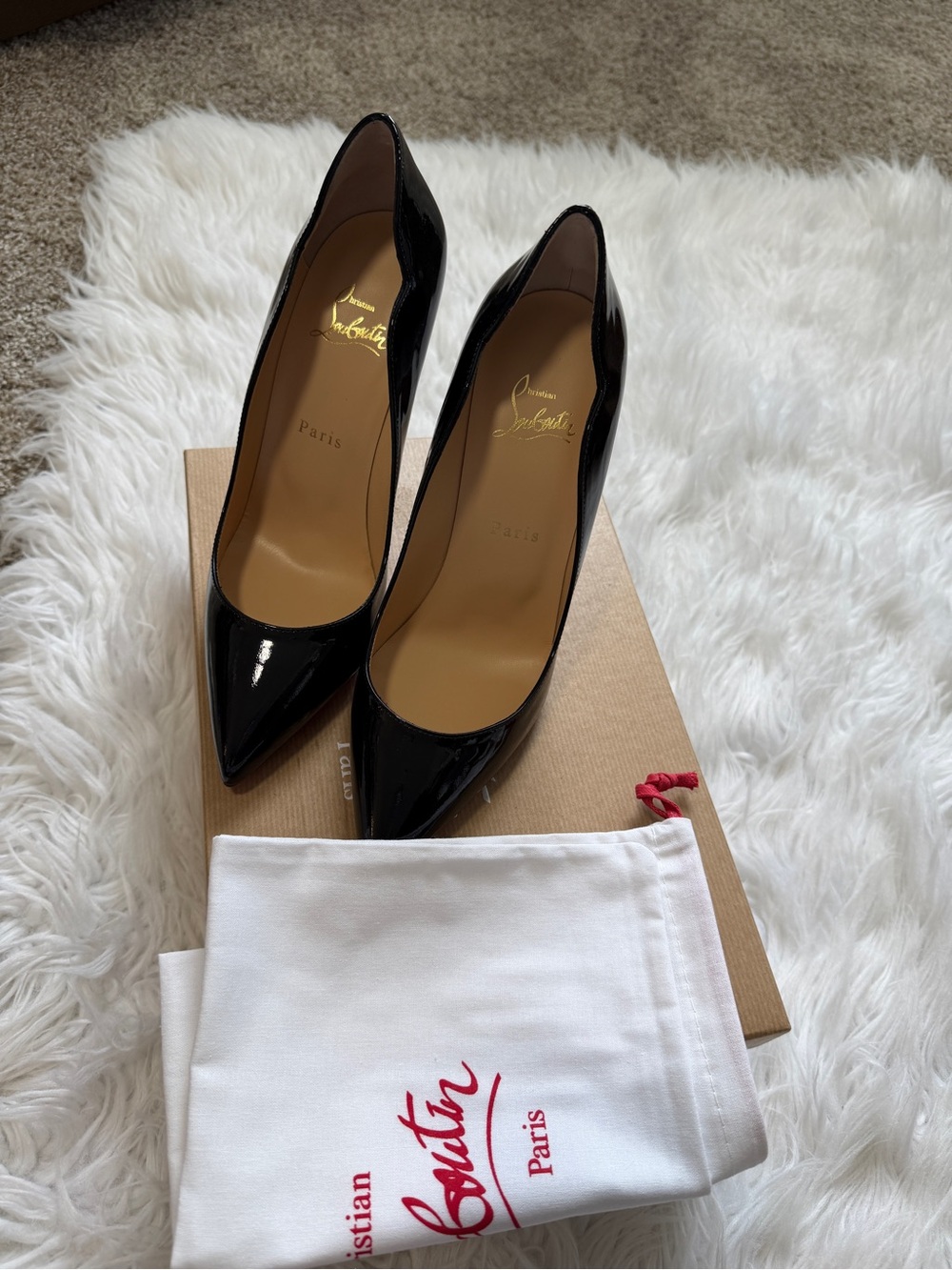 Christian Louboutin Black Patent Pointed-Toe Stiletto Pumps - Picture 4 of 4